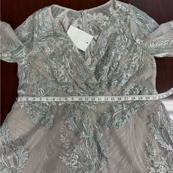 MAC DUGGAL SIZE  20 Gray EMBELLISHED WRAP 3/4 SLEEVE Cocktail Formal DRESS NWT - Picture 10 of 10